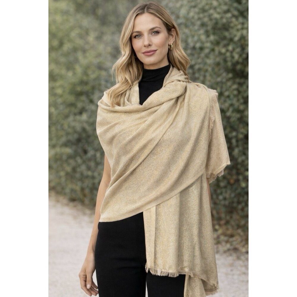 Calvin Klein Solid Gold Metallic Wrap Scarf Swimsuit CoverUp Oversized Nordstrom